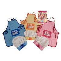 JUNIOR CHEF APRON & AND HAT SET -COOKING/KITCHEN -PINK/BLUE/YELLOW-KIDS/